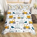 Feelyou Construction Excavator Comforter Cover Set Kids Twin