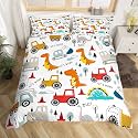 Construction Cartoon Comforter Cover Set Kids Boys Twin
