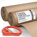 Construction Paper 36" x 100 feet, 2 Rolls + 1 Cutter – Extra Thick Floor Covering (20 mil, 200 lbs, 600 sq.ft. Total) - Contractor Paper for Remodeling &amp; Surface Protection by IDL Packaging