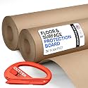 Construction Paper 36" x 166 feet, 2 Rolls + 1 Cutter – Extra Thick Floor Covering (20 mil, 200 lbs, 996 sq.ft. Total) - Contractor Paper for Remodeling &amp; Surface Protection by IDL Packaging