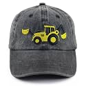 Construction Site Vehicles Hats for Boys Girls Age 3-10, Adjustable Vintage Embroidered Kids Baseball Cap