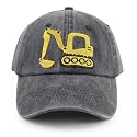 Construction Site Vehicles Hats for Boys Girls Age 3-10, Adjustable Vintage Embroidered Kids Baseball Cap