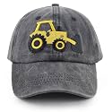Construction Site Vehicles Hats for Boys Girls Age 3-10, Adjustable Vintage Embroidered Kids Baseball Cap