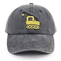 Construction Site Vehicles Hats for Boys Girls Age 3-10, Adjustable Vintage Embroidered Kids Baseball Cap