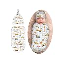 Construction Trucks Swaddle Blankets Beanie Hat Sets, Soft and Stretchy Excavator Blanket Swaddle for Baby Shower Infant Boy and Girl