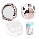 Contact Lens Travel Kit with Cleaner Washer, Portable Contact Box with Mirror Tweezers Remover Tool Solution Bottle for Daily Outdoor (Pink)