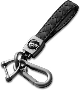 contacts carabiner keychain  universal car handmade woven leather black key chain