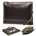 CONTACTS Full Grain Leather Laptop Case 14 in Men's Slim Briefcase Clutch