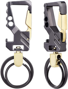 contacts heavy duty stainless steel car keychain with bottle opener for men and women - goldpack of 2 key chain