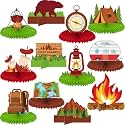 Containlol 12 Pcs Happer Camping Decorations Camping Honeycomb Centerpieces
