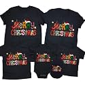 CONTEANER Merry Christmas Family Shirt,Matching Couples Xmas Graphic Tops