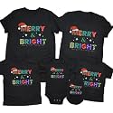 CONTEANER Merry Christmas Family Shirt,Matching Couples Xmas Graphic Tops