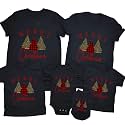 CONTEANER Merry Christmas Family Shirt,Matching Couples Xmas Graphic Tops
