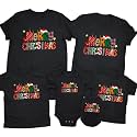 CONTEANER Merry Christmas Family Shirt,Matching Couples Xmas Graphic Tops