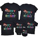 CONTEANER Merry Christmas Family Shirt,Matching Couples Xmas Graphic Tops