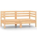 Contemporary Modular Corner Sofa Set for Outdoor Spaces with Solid Pine Wood Construction, Flexible Arrangement for Balcony or Patio, Natural Finish and Easy Assembly