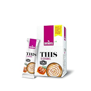 continental this caramel instant coffee powder  132g 6 sachets 22g per each  3in1 instant premix flavoured coffe  smooth flavour and rich taste  just add hot water  cafe like cofee