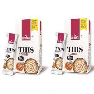 continental this caramel 3 in 1 premix instant coffee 132 gram 22g6 sachets pack of 2 black tea