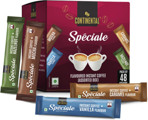 continental speciale 48 coffee sachets  4 flavours - hazelnut vanilla mocha caramel instant coffee 48 x 2 g assorted flavoured