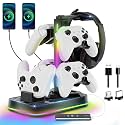 Controller Charger with Headphone Stand for Xbox Series X|S/Elite 2/One/One X/One S/One Elite, RGB Controller Charging Station Dock for Xbox, Headset and Controllers Holder Stand, 3 USB Ports