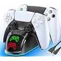 Controller Charger for PS5, Dual Charging Dock Station for PlayStation 5 Dualsense & Edge with RGB Light, Fast PS5 Dual Controller Charging Station with Cable Black for PlayStation 4 Chargers