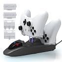 Controller Charger Station,Charger with 2 Packs 3600mWh Rechargeable Battery for Xbox One/Xbox Series X/S Controller,Dual Charging Dock with 4 Battery Covers for Xbox(White)