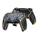 Controller Grips for PS5 DualSense, Skin kit,Anti-Skid, Multi-Texture, Sweat Absorption, Pre-Cut Grips Tape, by SHADOW BOOLT (Black &amp; Gold, Guardian Series 2.0 for DualSense)