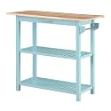 Convenience Concepts Designs2Go 3 Tier Butcher Block Kitchen Prep Island 40" - 3 Tier Modern Cooking Cart with Drawer, Food Serving Station for Kitchen, Dining Room, Sea Foam