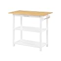 Convenience Concepts Designs2Go 3 Tier Butcher Block Kitchen Prep Island 40" - 3 Tier Modern Cooking Cart with Drawer, Food Serving Station for Kitchen, Dining Room, White