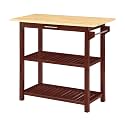 Convenience Concepts Designs2Go 3 Tier Butcher Block Kitchen Prep Island 40" - 3 Tier Modern Cooking Cart with Drawer, Food Serving Station for Kitchen, Dining Room, Mahogany