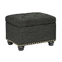 Convenience Concepts Designs4Comfort 5th Avenue Upholstered Storage Ottoman 24" - Contemporary Foot Stool and Seat with Hinged Lid for Living Room, Dining Room, Office, Den, Dark Charcoal Gray Fabric