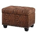 Convenience Concepts Designs4Comfort 5th Avenue Upholstered Storage Ottoman 24" - Contemporary Foot Stool and Seat with Hinged Lid for Living Room, Dining Room, Office, Forest Leopard Print Fabric