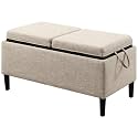 Convenience Concepts Designs4Comfort Magnolia Storage Ottoman with Reversible Trays, Tan Fabric