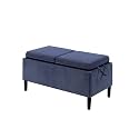 Convenience Concepts Designs4Comfort Magnolia Storage Ottoman with Reversible Trays, Dark Blue Corduroy