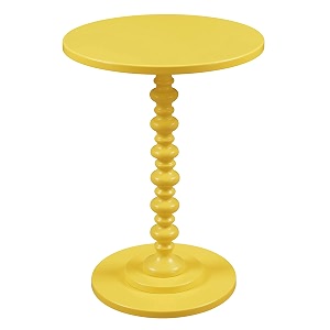 convenience concepts palm beach spindle 177534 traditional round end living room turned solid wood side classic display pedestal table yellow