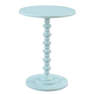 convenience concepts palm beach spindle 177534 traditional round end living room turned solid wood side classic display pedestal table sea foam blue