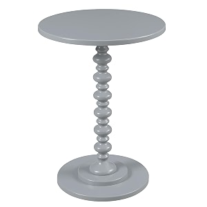 convenience concepts palm beach spindle 177534 traditional round end living room turned solid wood side classic display pedestal table gray