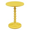 Convenience Concepts Palm Beach Spindle 17.75" Traditional Round End Living Room, Turned Solid Wood Side, Classic Display Pedestal Table, Yellow