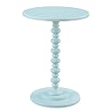 Convenience Concepts Palm Beach Spindle 17.75" Traditional Round End Living Room, Turned Solid Wood Side, Classic Display Pedestal Table, Sea Foam Blue