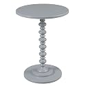 Convenience Concepts Palm Beach Spindle 17.75" Traditional Round End Living Room, Turned Solid Wood Side, Classic Display Pedestal Table, Gray