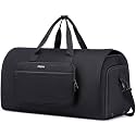 Convertible Duffle Bags for Men, Garment Bag for Travel, Carry on Garment Duffel Bag with Shoe Compartment, 2 in 1 Hanging Dress Suitcase Suit Travel Bags, Black