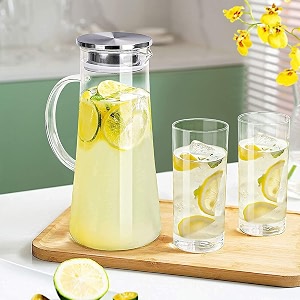 convertkitchen 13 liter glass pitcher with stainless steel lid iced tea pitcher water jug set of 1