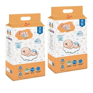 coo coo by mafatlal extra dry baby pull-up premium diaper pant size xl extra large 108 count 12-17 kg  up to 12 hrs protection  super absorbent core  soft elastic waist  leak protection