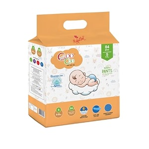 coo coo by mafatlal extra dry baby pull-up premium diaper pant size s small 84 count 9-12 kg  up to 12 hrs protection  super absorbent core  soft elastic waist cottony soft  leak protection