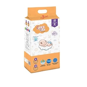 coo coo by mafatlal extra dry baby pull-up premium diaper pant size m medium 48 count 9-12 kg  up to 12 hrs protection  super absorbent core  soft elastic waist  leak protection