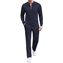 COOFANDY Men's 2 Piece Tracksuit Set Polo Athletic Sweatsuit Quarter Zip Jogging Long Sleeve Casual Sports Outfits