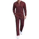 COOFANDY Men's 2 Piece Tracksuit Set Polo Athletic Sweatsuit Quarter Zip Jogging Long Sleeve Casual Sports Outfits
