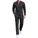 COOFANDY Men's 2 Piece Tracksuit Set Polo Athletic Sweatsuit Quarter Zip Jogging Long Sleeve Casual Sports Outfits