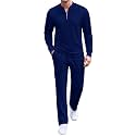 COOFANDY Men's 2 Piece Tracksuit Set Polo Athletic Sweatsuit Quarter Zip Jogging Long Sleeve Casual Sports Outfits