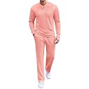COOFANDY Men's 2 Piece Tracksuit Set Polo Athletic Sweatsuit Quarter Zip Jogging Long Sleeve Casual Sports Outfits